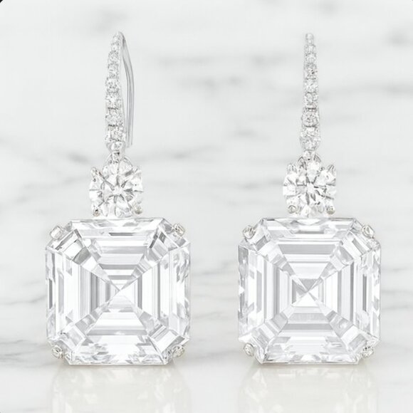 "Solana" White Gold Earrings - Picture 1 of 2